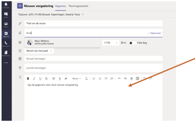 Benut het opmerkingenveld in Teams